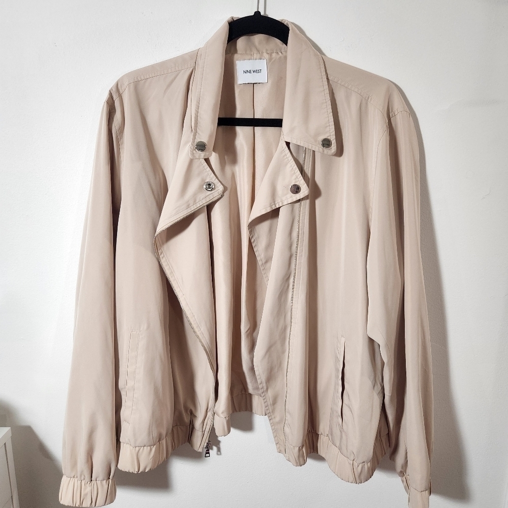 Nine West Lightweight Full Zip Jacket Womens 1x Pink Pockets Outdoor Fall